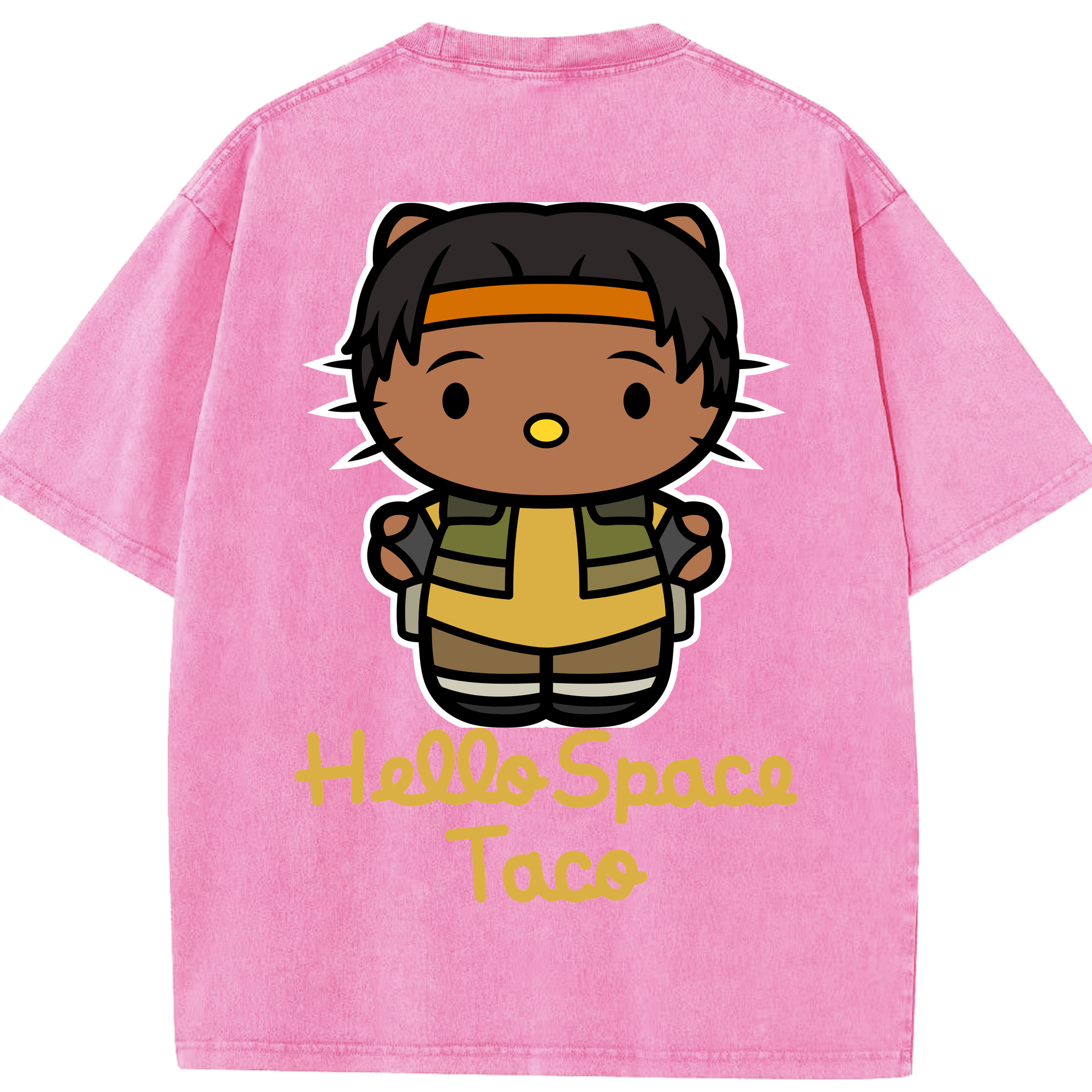 （画像用） Hello Kitty ハローキティ 綿100% ヴィンテージ風 半袖Tシャツ（背面プリント）